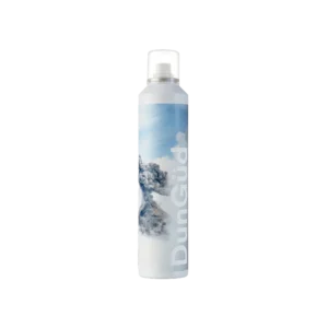 Spuitbus van DunGüd Blow Out Styling Expansion Spray met blauwe en witte wolkenachtige opdruk.