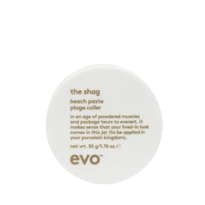 Witte ronde verpakking van evo 'the shag' beach paste van 50 gram.