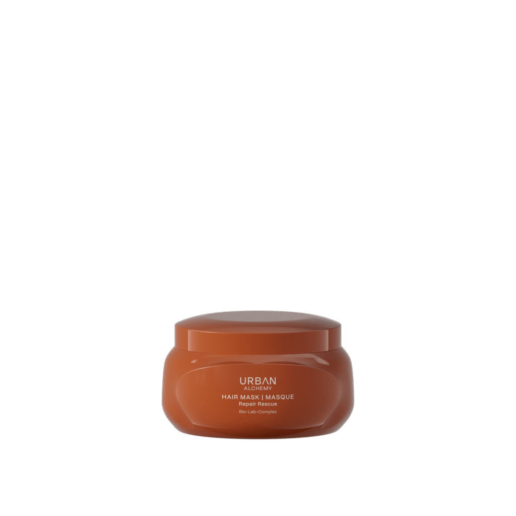 Bruine pot Urban Alchemy Hair Mask Repair & Replenish met Bio-Lab-Complex.